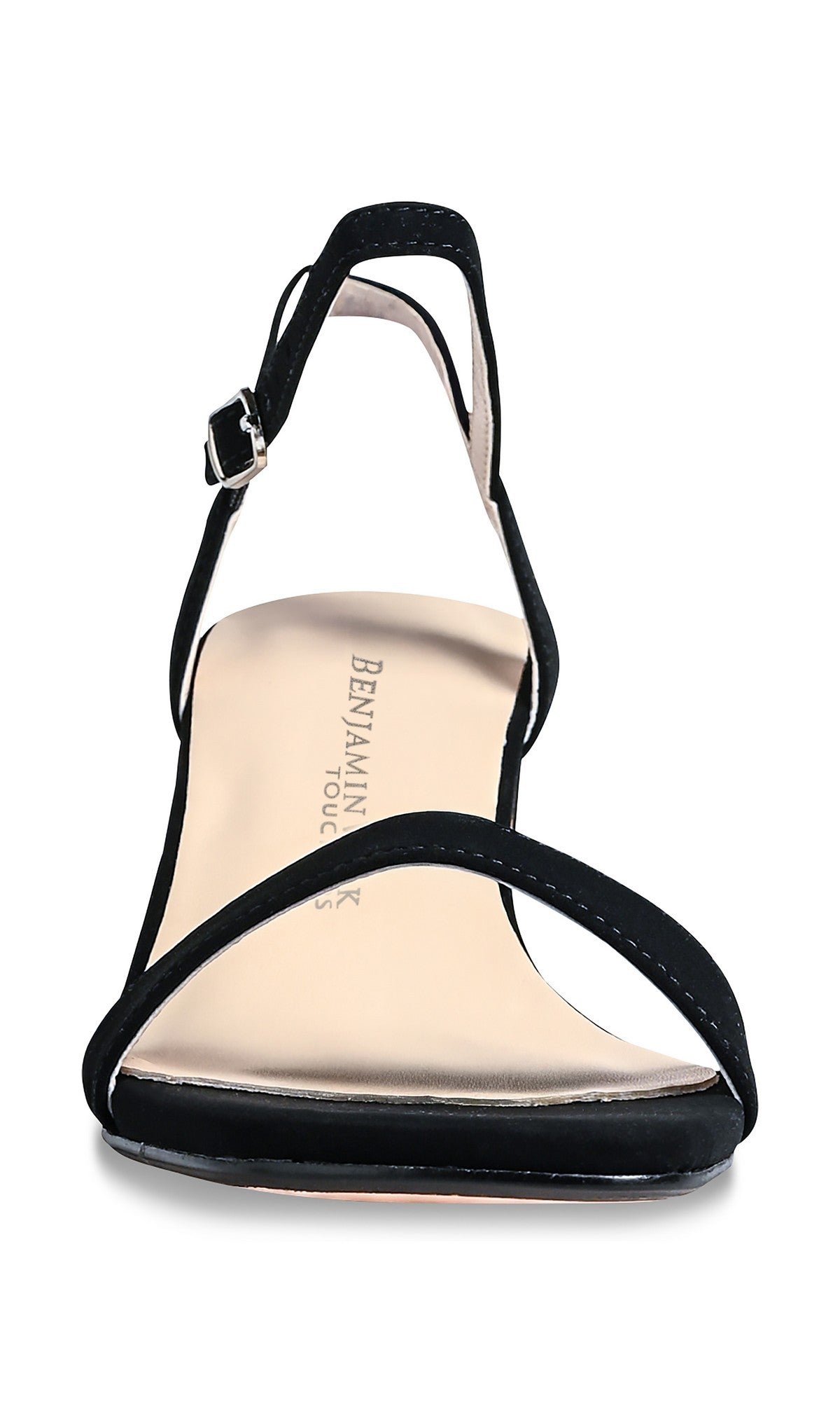 The True Black Prom Shoes: Touch Ups 4770 feature a black block heel, open toe, single front and ankle strap with buckle, and a beige insole—perfect as prom sandals.